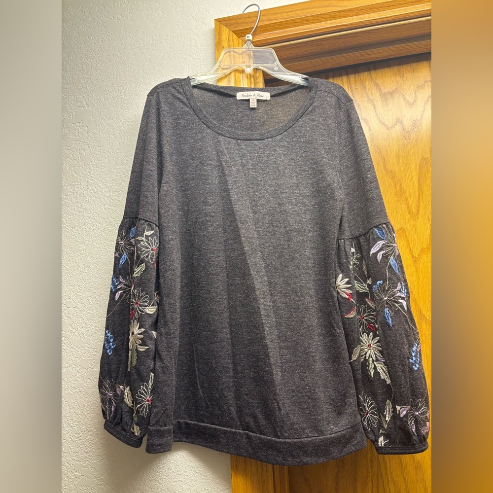 Embroidered Sleeve Women's Top